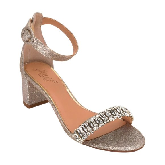 Badgley Mischka Glittering Sandals in Gold - Picture 1 of 7